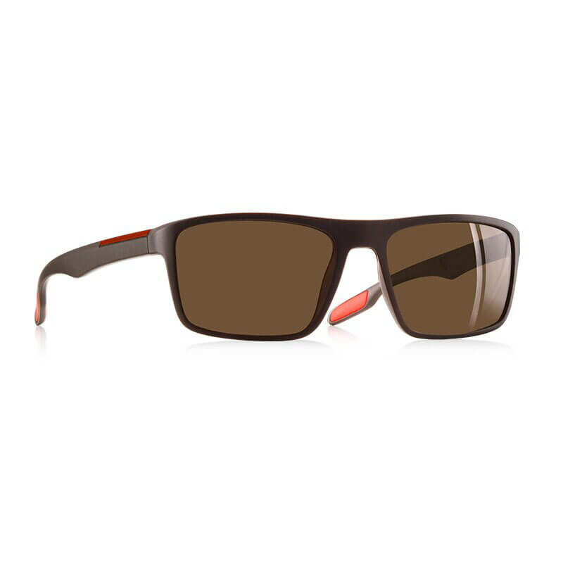 Stylish ultralight square-framed men's sunglasses SF0960 with brown lenses and orange accents, UV protection.